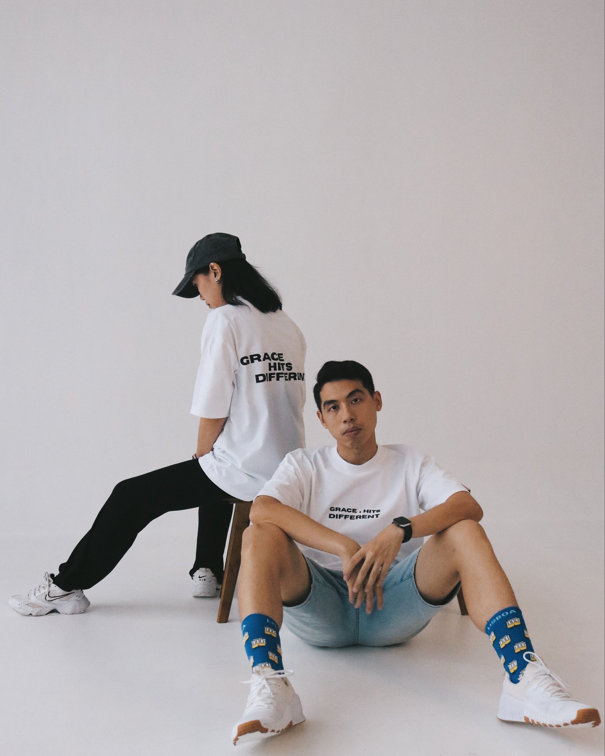 "Grace hits different" - Oversized White T-Shirt