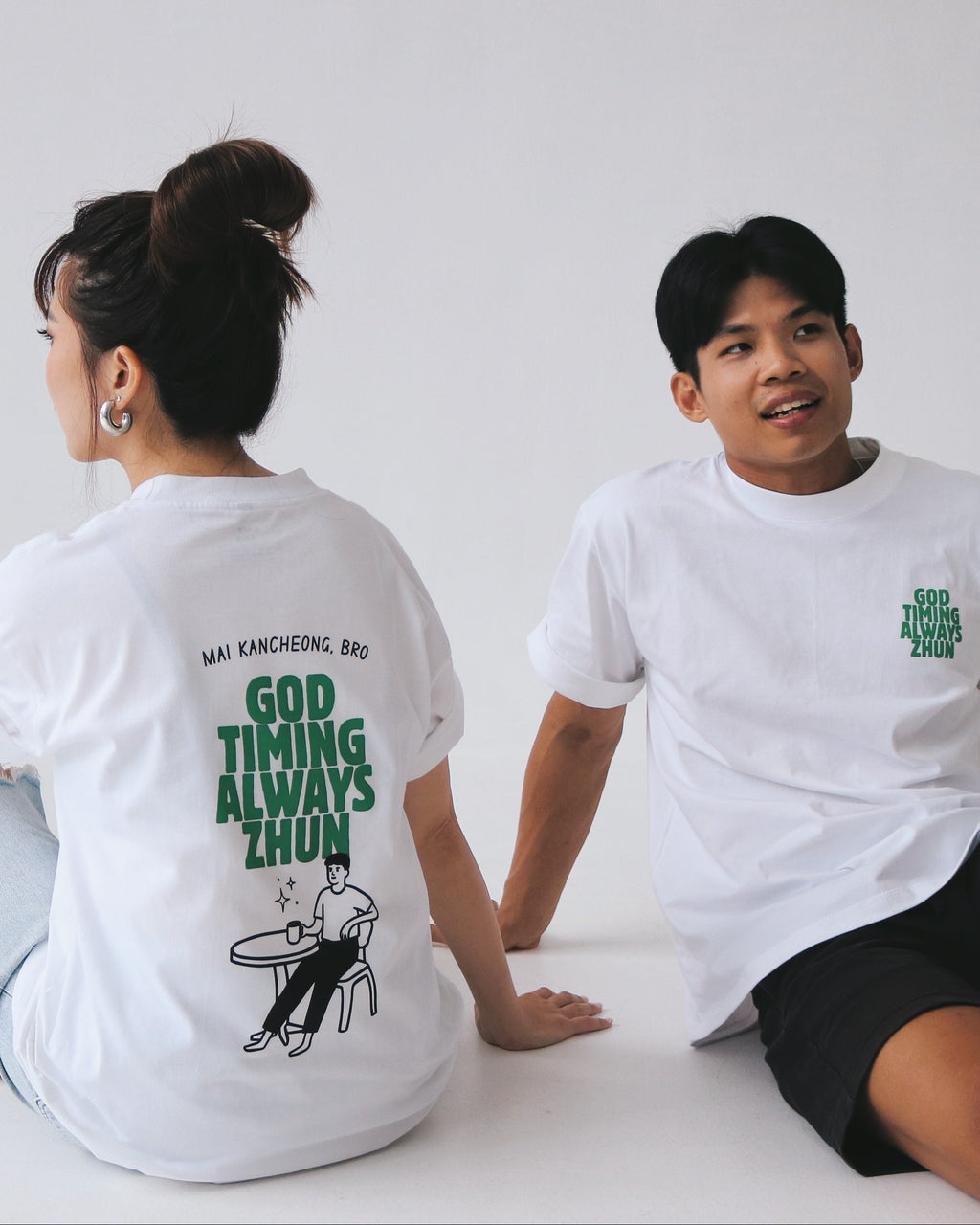 "God timing always zhun" - Oversized White T-Shirt