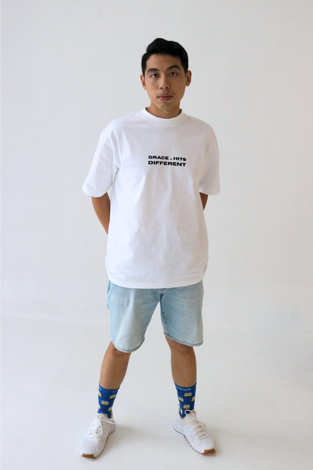 "Grace hits different" - Oversized White T-Shirt